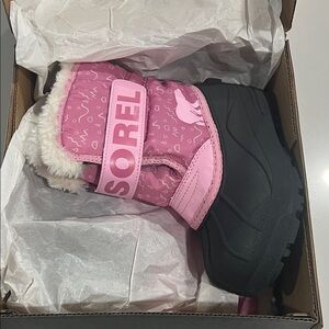Sorel Kids Pink and Black Snow Boots
